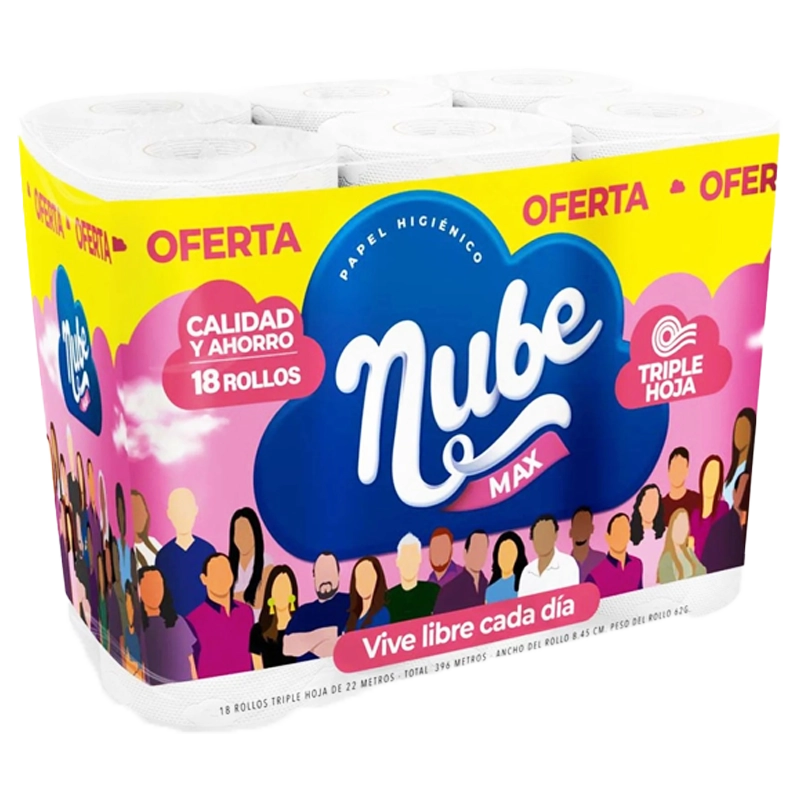 PAPEL HIGIENICO NUBE MAX OFERTA X 18 UND